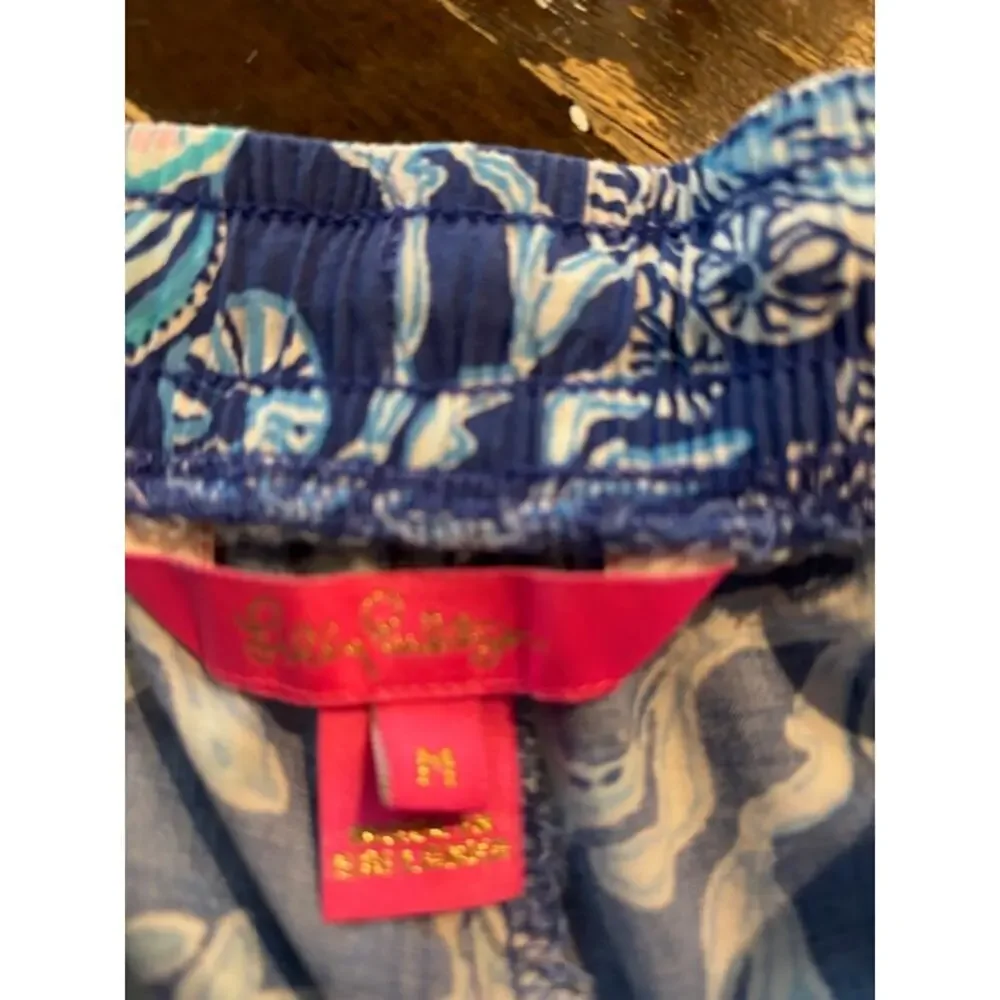 Lilly Pulitzer Katia Lapis Lazuli Blue Print Womens Medium Drawstring Shorts